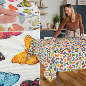 Tischdecke abwaschbar Stofftischdecke Tischäsche Tafeldecke Tischtuch Baumwolle Polyester Colorful Butterflies