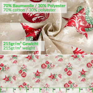 Tischdecke abwaschbar Stofftischdecke Tischäsche Tafeldecke Tischtuch Baumwolle Polyester Christmas Red