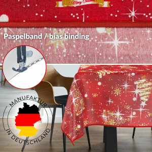 Tischdecke Weihnachten Weihnachtstischdecke abwaschbar Tischtuch Baumwolle Polyester Christmas Rot