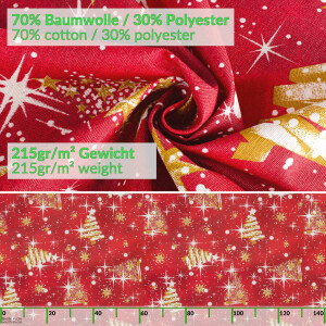 Tischdecke Weihnachten Weihnachtstischdecke abwaschbar Tischtuch Baumwolle Polyester Christmas Rot