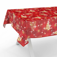 Tischdecke Weihnachten Weihnachtstischdecke abwaschbar Tischtuch Baumwolle Polyester Christmas Rot