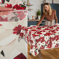 Tischdecke abwaschbar Stofftischdecke Tischäsche Tafeldecke Tischtuch Baumwolle Polyester Christmas Flower