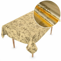 Wachstuch Tischdecke abwaschbar Wachstischdecke Premium 4-Lagig Pionen Gold