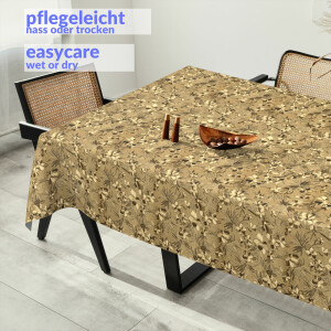 Wachstuch Tischdecke abwaschbar Wachstischdecke Gartentischdecke glänzend Floral Retro Gold