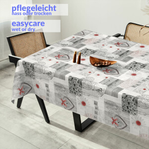 Wachstuchtischdecke Tischdecke abwaschbar Wachstischdecke Gartischdecke Holz Liebe Herz 160x140cm Outdoor Tischdecke Gartischdecke