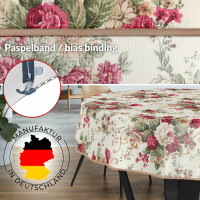 Tischdecke Stoff Tischwäsche Textil abwaschbar Tischtuch Baumwolle Polyester Roses Rund 140cm Outdoor Tischdecke