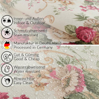 Tischdecke Stoff Tischwäsche Textil abwaschbar Tischtuch Baumwolle Polyester Roses Rund 140cm Outdoor Tischdecke