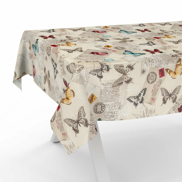 Tischdecke Stoff Tischwäsche Textil abwaschbar Tischtuch Baumwolle Polyester Butterflies 90x130cm Outdoor Tischdecke