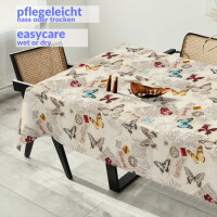 Tischdecke Stoff Tischwäsche Textil abwaschbar Tischtuch Baumwolle Polyester Butterflies 90x130cm Outdoor Tischdecke