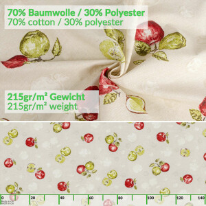 Tischdecke Stoff Tischwäsche Textil abwaschbar Tischtuch Baumwolle Polyester Apple 140x140cm Outdoor Tischdecke